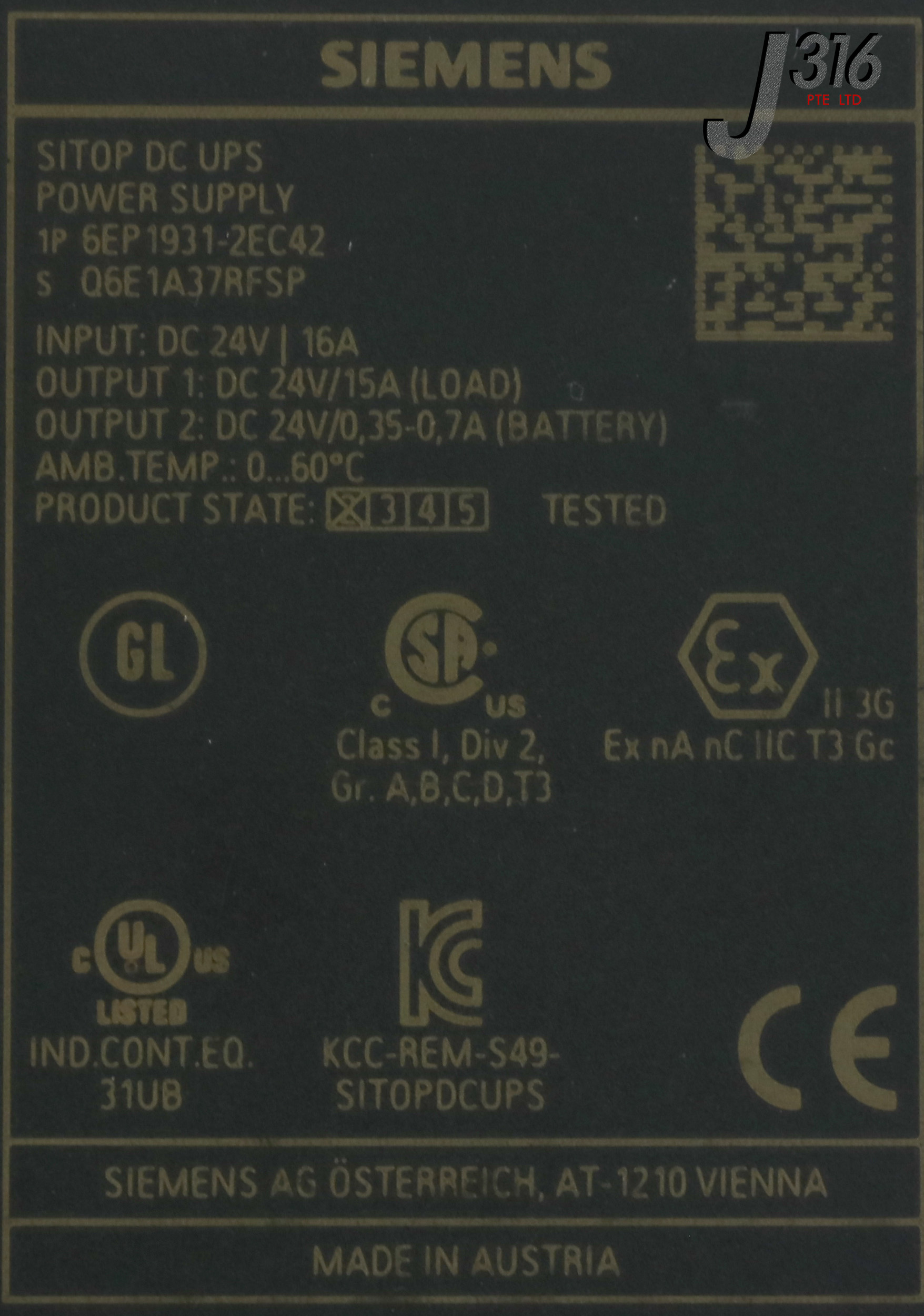 25413 SIEMENS SITOP DC-USV-MODUL 15 UPS POWER SUPPLY 6EP1931-2EC42